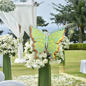 3D layered hollow butterfly wall sticker, perfect for wedding and holiday decoration details.