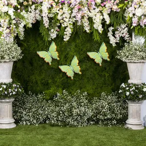 3D layered hollow pearlescent paper butterfly wall stickers for wedding party decor.