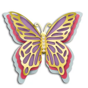 3D hollow butterfly wall sticker with multi-layer pearlescent paper for home and wedding decor.
