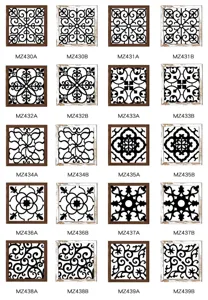 Wooden hollow wall decor UV printed retro floral pattern art home living room mural