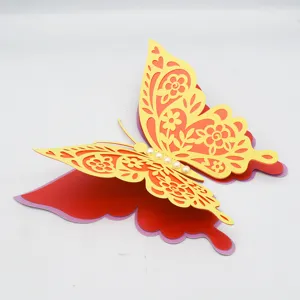 3D 4-Layer Hollow Pearlescent Paper Pearl Butterfly Wall Sticker Wedding Holiday Decor