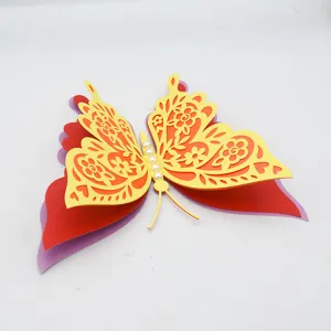 3D hollow layered pearl paper butterfly wall sticker, exquisite holiday party decoration.