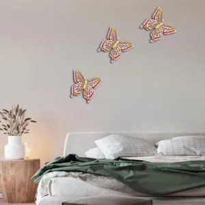 Detailed scene of 3d hollow pearl paper butterfly wall stickers for home bedroom decor.