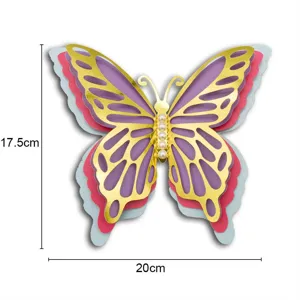 3D hollow butterfly wall sticker, large pearlescent paper wedding party holiday decor details.