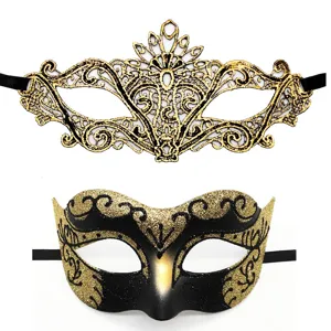 Masquerade mask set black gold lace carnival party eye masks costume accessories for women couples