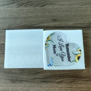 Acryl hart tafel ornament met bloemen UV print voor thuis bureau decoratie en leuk cadeau.