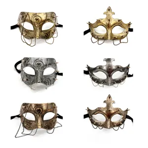 Halloween Vintage roemischer Krieger Prinz Halbgesicht Maske Steampunk Kette Maske.