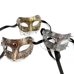 Steampunk Retro Maskerade Halbgesicht Maske Halloween Punk Kostüm Party Requisite mit Ketten Nieten.