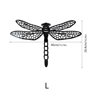 3D dragonfly acrylic mirror wall sticker, L size 40x26.4cm home decor black self-adhesive