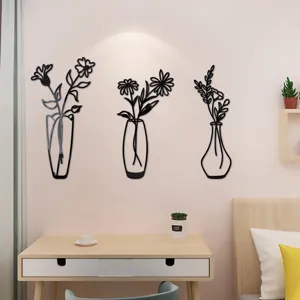 3D Acryl Spiegel Blumenvase Wandaufkleber, moderne Heimtextilien selbstklebende Wandkunst Abziehbilder.