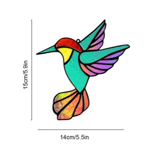 Colorful stained glass hummingbird suncatcher acrylic hanging ornament for home decor