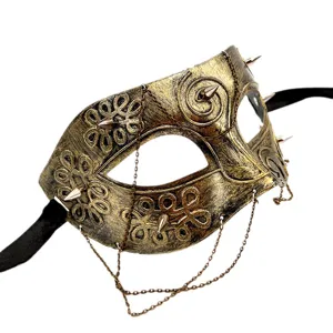 Retro römischer Gladiator Steampunk Maskerade Halbmaske mit Ketten für Halloween Kostüm.