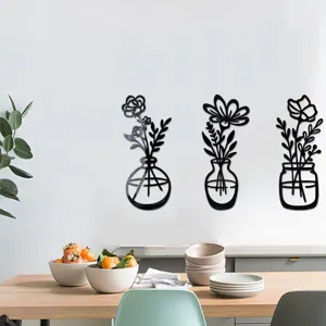 Detailansicht des 3D Acryl Spiegel Blumen Vase Wandaufklebers für moderne Heimdekoration.