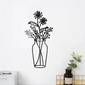 3D acrylic mirror wall sticker featuring a stylish vase and flower design for home decor.