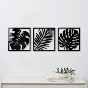 Stickers muraux miroir acrylique 3D, decor de feuilles de plantes pour la maison.