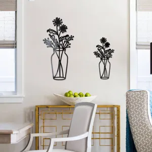 Modern minimalist 3D acrylic flower vase wall sticker detail showing elegant home decor.