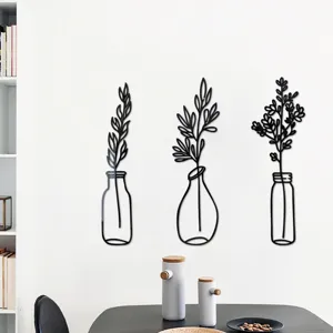 Details of the 3D acrylic mirror plant vase wall sticker, perfect for modern home decor.