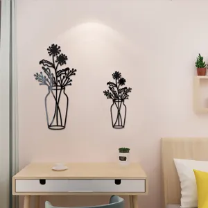 3D acrylic flower pot mirror wall stickers for home decor, self-adhesive DIY wall art decor.