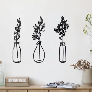 3D acrylic mirror wall sticker featuring botanical plant vase designs for modern home wall decor.