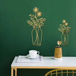 3D acrylic mirror flower vase wall sticker gold self adhesive home decor home decoration