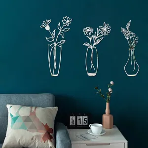 3D acrylic mirror wall sticker featuring elegant flower vase designs for modern home decor.