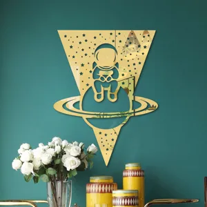 3D Astronaut Acrylic Mirror Wall Sticker Self-Adhesive Home Decor Gold Room Art