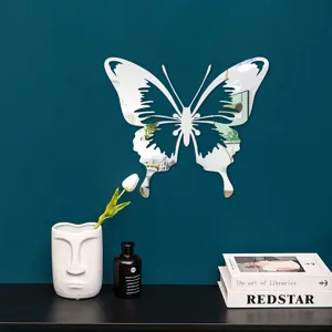 Detailed view of 3D hollow butterfly acrylic mirror wall sticker, perfect for modern home decor.