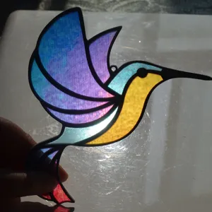 Stained glass hummingbird suncatcher acrylic pendant colorful window hanging decor