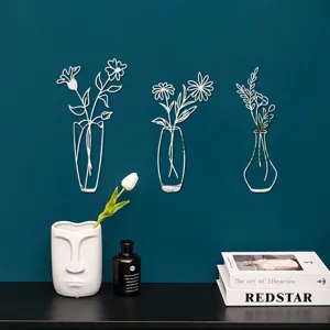 3D Acryl Spiegel Wandaufkleber minimalistische Blumen Vase Design Heimdeko selbstklebend art