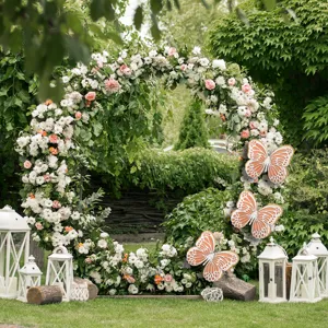 3D four-layer hollow pearl paper butterfly wall sticker for wedding and festival party decor.