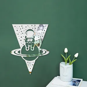 3D Astronaut Acrylic Mirror Wall Sticker Triangle Planet Home Decor Self-Adhesive Wall Art