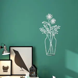 3D acrylic mirror wall sticker flower vase home decor self adhesive wall art detail view