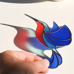 Stained glass hummingbird suncatcher acrylic window hanging colorful bird home decor pendant
