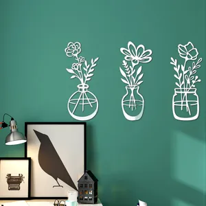 3D acrylic mirror flower wall sticker, modern home decor self adhesive mirror wall art for room.