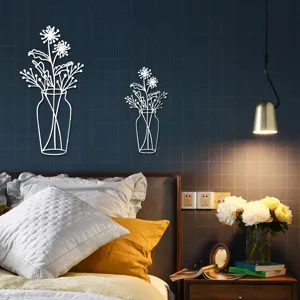 3D acrylic mirror wall sticker featuring modern flower vase design for home decor scene.