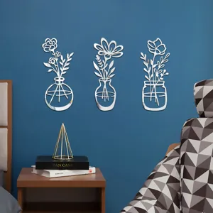 3D Acryl Spiegel Blumenwiese Wandaufkleber selbstklebende spiegelnde Heimdekoration.