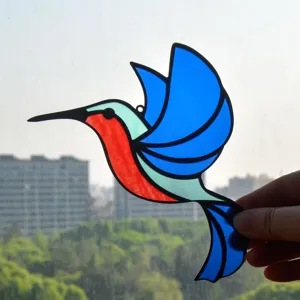 Stained glass hummingbird suncatcher pendant window hanging decoration colorful bird ornament