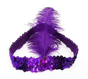 Cinta pluma purpura lentejuelas anos 1920 Gatsby fiesta accesorio pelo disfraz chic