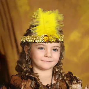 Bandeau de plumes ethnique pour enfants accessoires de cheveux de fête de costume