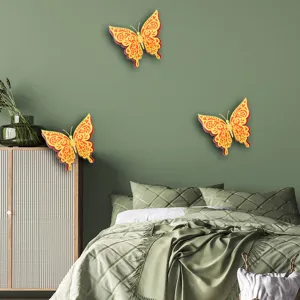 3D hollow butterfly wall stickers pearlescent paper home decor bedroom wall art decals