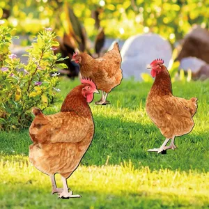 Acrylic Rooster Hen Chick Yard Stakes Garden Lawn Outdoor Decorative Stakes Waterproof Yard Art Landscape Decoration