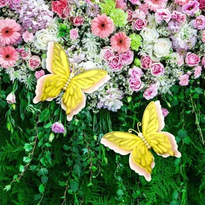 3D Hollow Pearl Paper Butterfly Wall Stickers Gold Wedding Party Home Wall Decor 2pcs
