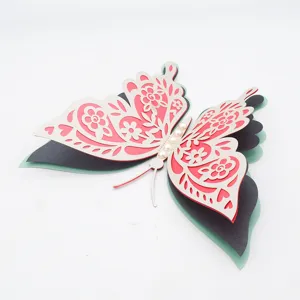 3D multi-layered hollow pearlescent paper butterfly wall sticker for wedding party home decor