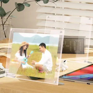 Clear double layer acrylic photo frame detail, ideal for tabletop picture and certificate display.