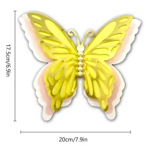 3D hollow butterfly wall sticker, large pearlescent paper wedding and party decor, 20x17.5cm.