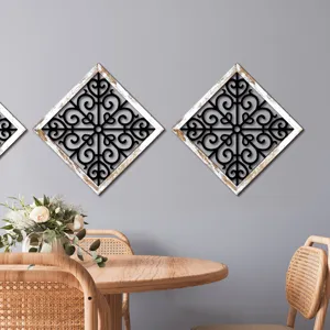 Wooden hollow wall decor with vintage distressed finish for living room and bedroom.