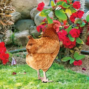 Paletto da giardino con arte di pollo colorata per decorazione esterna, materiale acrilico, vivido.