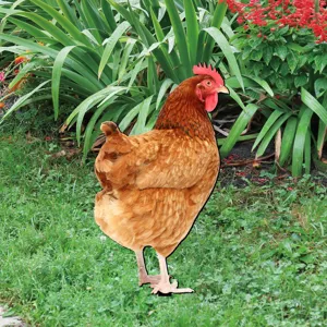 Paletto d'arte per giardino di pollo in acrilico colorato per decorazione prato esterno.