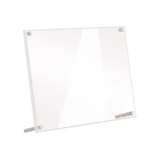 Clear acrylic photo frame with metal stand, perfect for table display and certificates.