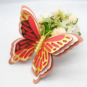 3D hollow butterfly wall sticker, layered glitter paper for wedding party home decor item